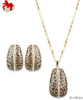 Set Leopard colier și cercei cu elemente Swarovski