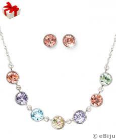 Set multicolor colier cu cercei cu elemente Swarovski