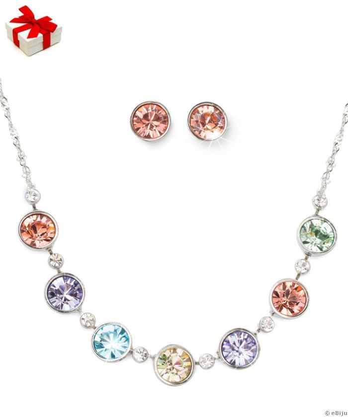 Set multicolor colier cu cercei cu elemente Swarovski