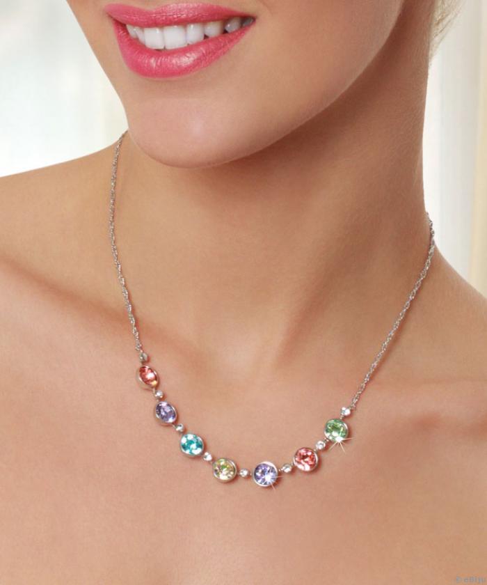 Set multicolor colier cu cercei cu elemente Swarovski