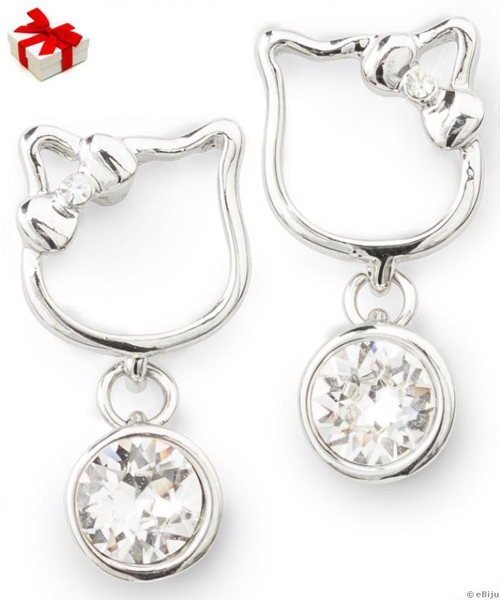 Set pandantiv şi cercei Hello Kitty cu elemente Swarovski albe