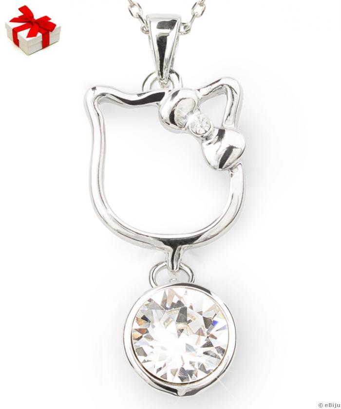 Set pandantiv şi cercei Hello Kitty cu elemente Swarovski albe