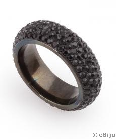 Shamballa típusú fekete kristályos gyűrű