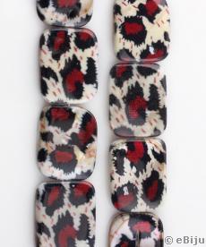Sidef dreptunghiular, imprimeu leopard, crem-bordo-negru, 2.5 x 2 cm