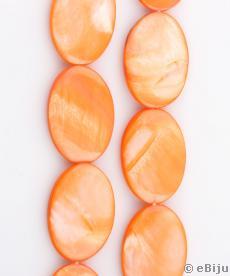 Sidef oval, portocaliu, 2.1 x 3.1 cm