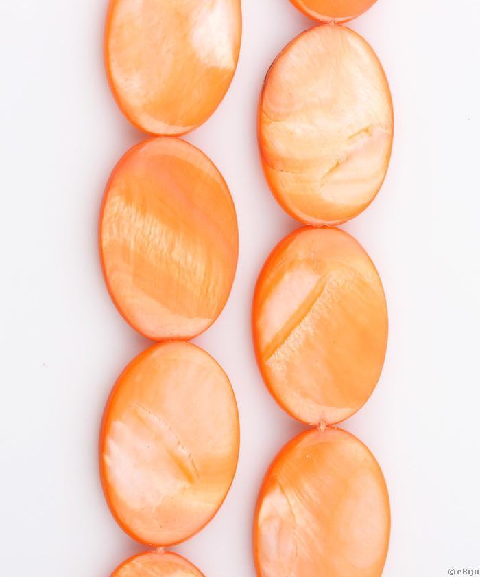 Sidef oval, portocaliu, 2.1 x 3.1 cm