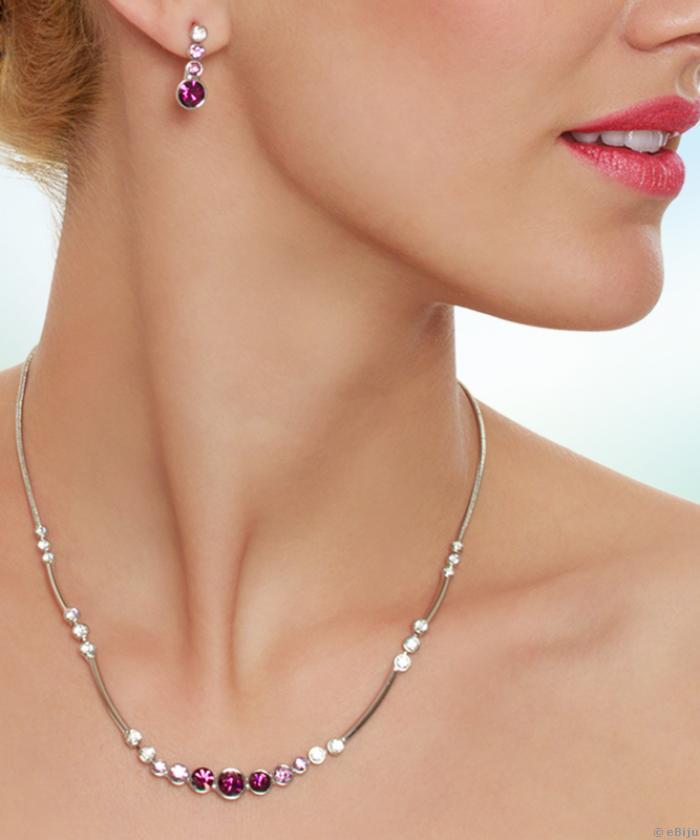 Swarovski Elements nyakék és fülbevaló szett ametiszt színben