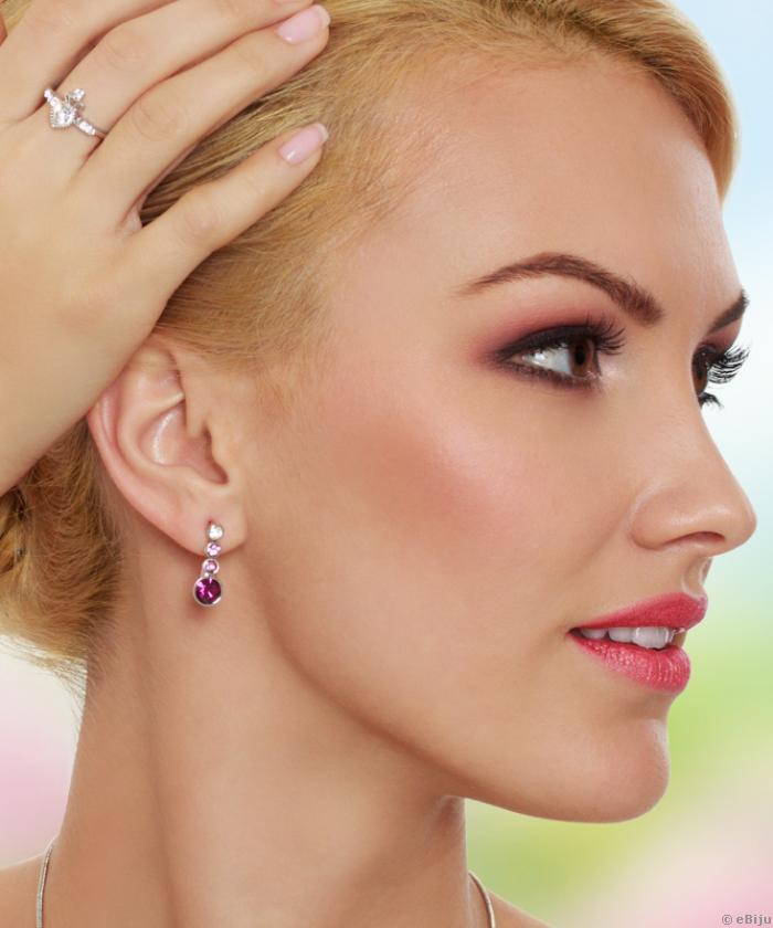 Swarovski Elements nyakék és fülbevaló szett ametiszt színben