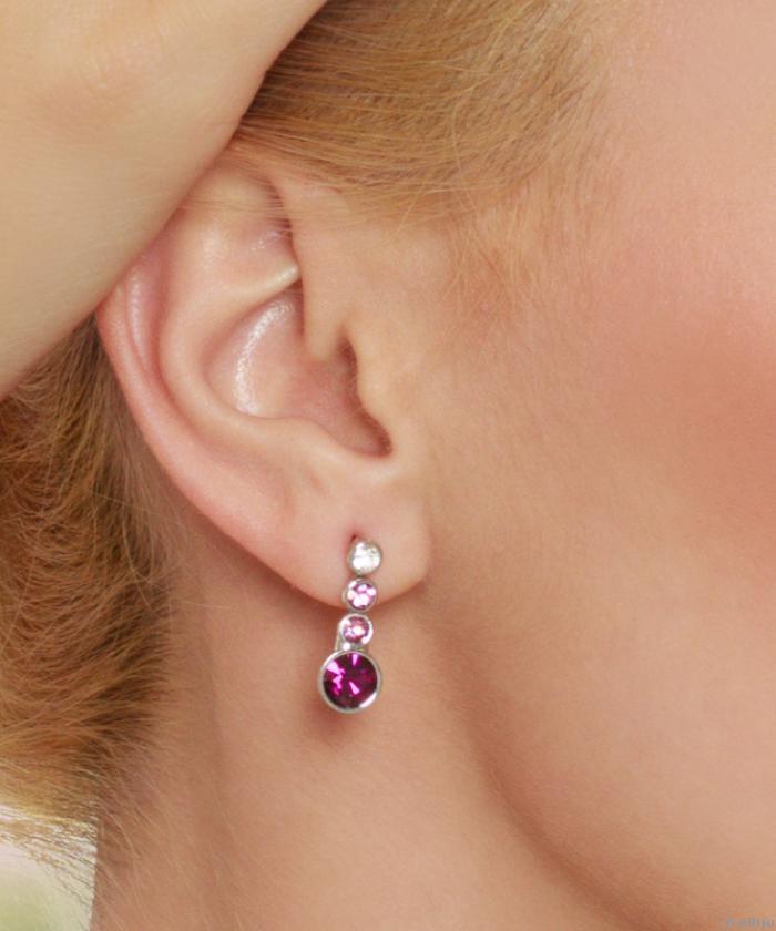 Swarovski Elements nyakék és fülbevaló szett ametiszt színben