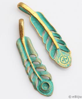 Türkiz toll medál, aranyszínű fém, 5.4 x 1.5 cm